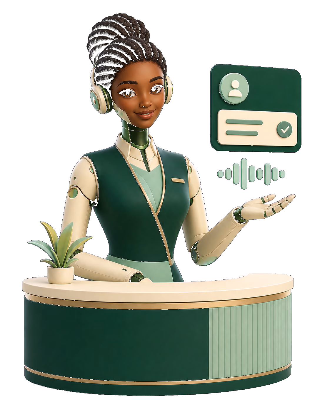 Visitrak's friendly AI receptionist ready to welcome a visitor.